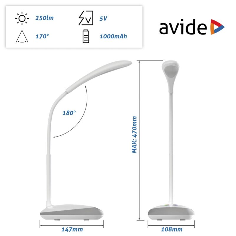 atc Avide LED Φωτιστικό Γραφείου Ben RGB Άσπρο 4W