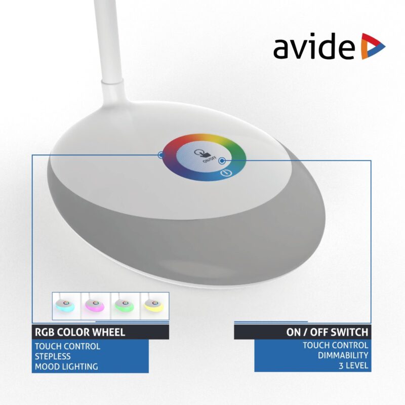 atc Avide LED Φωτιστικό Γραφείου Ben RGB Άσπρο 4W