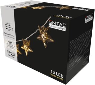 atc Entac Χριστουγεννιάτικα Εσωτερικά Μεταλλικά Χρυσά Αστέρια 10 LED Θερμό 1,65μ (2xAA Δεν περιλαμβ.)