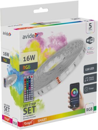 atc Avide LED Ταινία Blister 12V 16W RGB 5m TUYA – με Έλεγχο Μουσικής + IR Τηλεχειριστήριο
