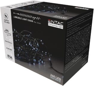 atc Entac Χριστουγεννιάτικα Λαμπάκια Επέκταση IP44 240 LED Ψυχρό 24m (Χωρίς Τροφοδοτικό)