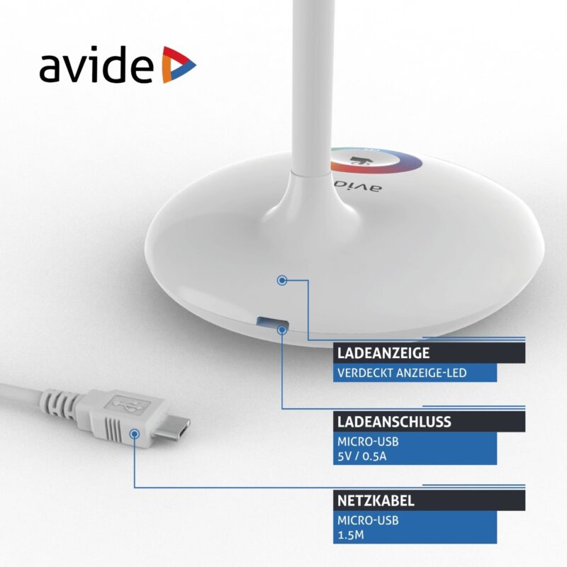 atc Avide LED Φωτιστικό Γραφείου RGB Άσπρο 4W