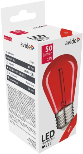 atc Avide LED Διακοσμητική Λάμπα Filament 0.6W E27 Κόκκινο
