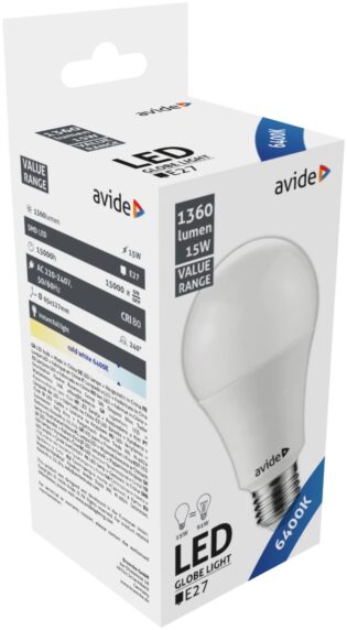 atc Avide LED Κοινή 15W E27  Ψυχρό 6400K Value