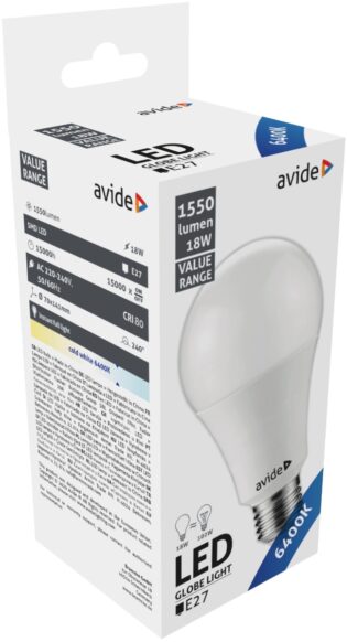 atc Avide LED Κοινή 18W E27  Ψυχρό 6400K Value