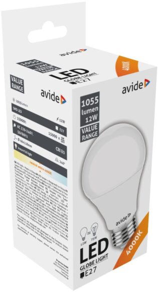 atc Avide LED Κοινή 12W E27  Λευκό 4000K Value