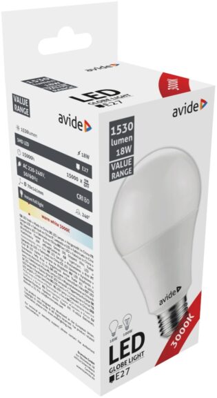 atc Avide LED Κοινή 18W E27  Θερμό 3000K Value