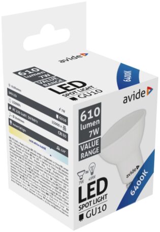 atc Avide LED Σπότ GU10 7W Ψυχρό 6400K Value