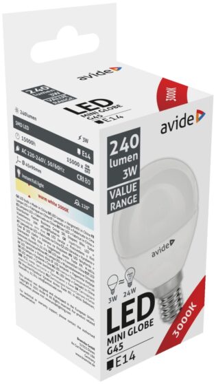 atc Avide LED Σφαιρική 3W E14 Θερμό 3000K Value