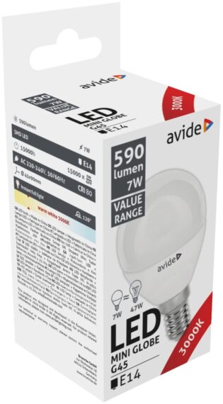 atc Avide LED Σφαιρική 7W E14  Θερμό 3000K Value