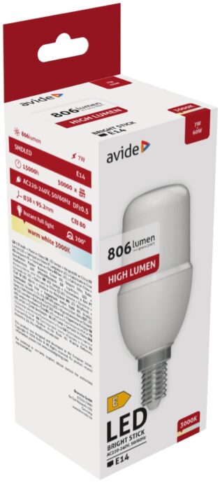 atc Avide LED Bright Stick Bulb T37 7W E14 Θερμό 3000K