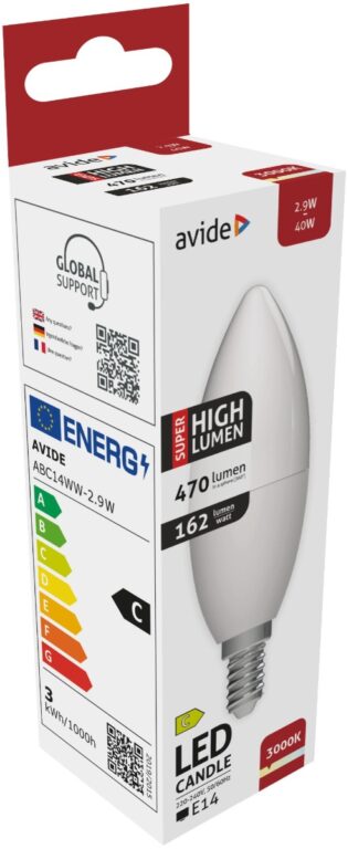 atc Avide LED Κερί 2.9W E14 Θερμό 3000K Super Υψηλής Φωτεινότητας