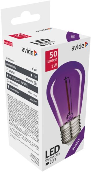 atc Avide LED Διακοσμητική Λάμπα Filament 0.6W E27 Μώβ