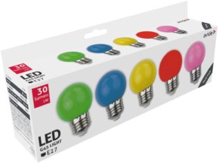 atc Avide LED Διακοσμητική Λάμπα G45 1W E27 (5τμχ) (Πράσινο/Μπλέ/Κίτρινο/Κόκκινο/Ρόζ)
