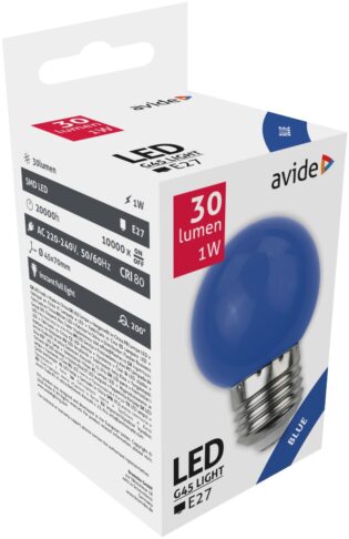 atc Avide LED Διακοσμητική Λάμπα G45 1W E27 Μπλέ