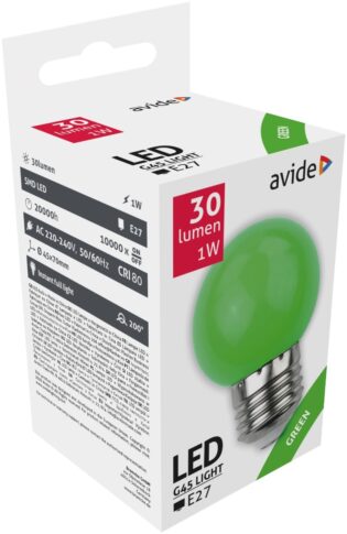 atc Avide LED Διακοσμητική Λάμπα G45 1W E27 Πράσινο