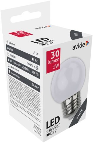 atc Avide LED Διακοσμητική Λάμπα G45 1W E27 Άσπρο