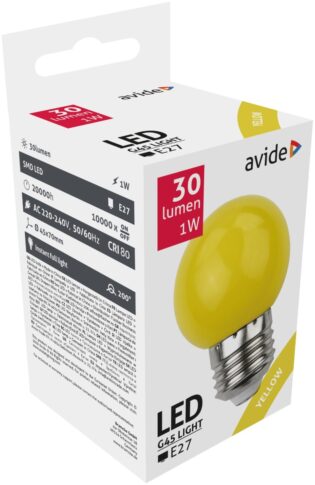 atc Avide LED Διακοσμητική Λάμπα G45 1W E27 Κίτρινο