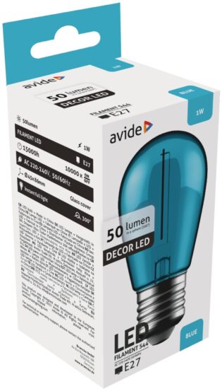 atc Avide Decor LED Filament bulb  1W E27 Blue