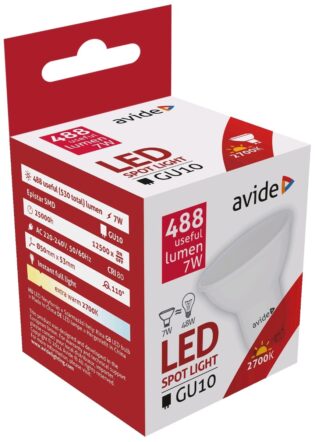 atc Avide LED Σπότ Αλουμίνιο + Πλαστικό 7W GU10 Θερμό 2700K