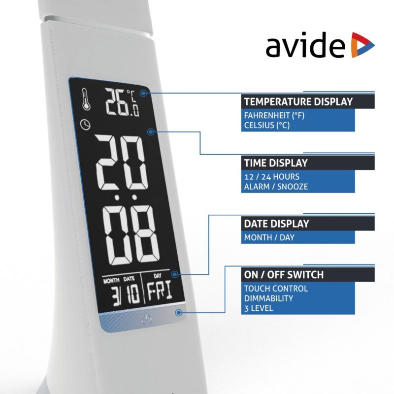 atc Avide LED Φωτιστικό Γραφείου Επαγγελματικό Δερμάτινο με Ημερολόγιο Άσπρο 6W