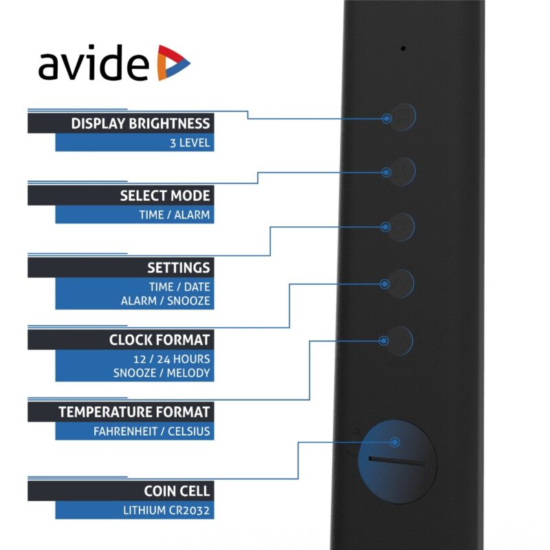 atc Avide LED Φωτιστικό Γραφείου Δερμάτινο με Ημερολόγιο Μαύρο 6W