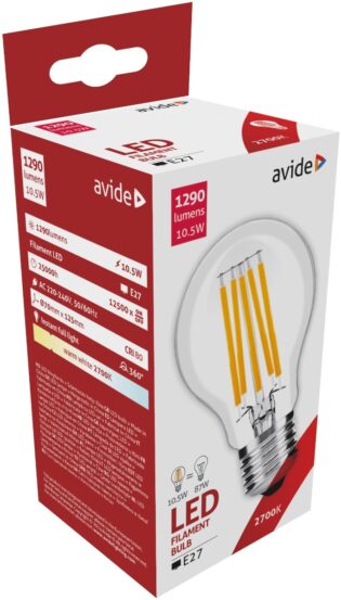 atc Avide LED Filament Κοινή 10.5W E27 360° Θερμό 2700K