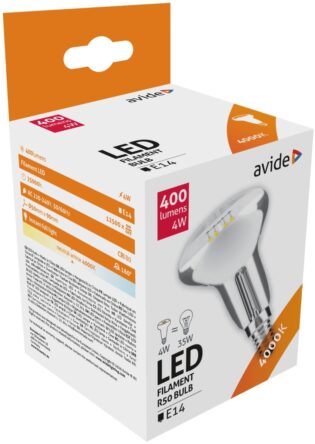atc Avide LED Filament R50 4W E14 160° Λευκό 4000K