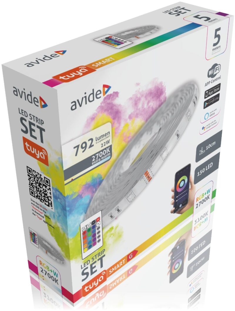 atc Avide LED Ταινία Blister 12V 22W SMD5050 30LED RGB+2700K IP65 5m WIFI TUYA + IR