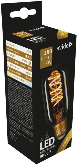 atc Avide LED Soft Filament T45 3W E27 360° Θερμό 2700K