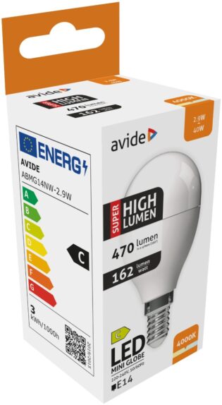 atc Avide LED Σφαιρική G45 2.9W E14 Λευκό 4000K Super Υψηλής Φωτεινότητας
