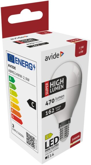 atc Avide LED Σφαιρική G45 2.9W E14 Θερμό 3000K Super Υψηλής Φωτεινότητας