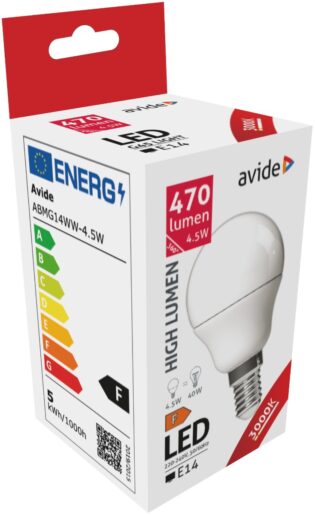 atc Avide LED Σφαιρική G45 4.5W E14 Θερμό 3000K Υψηλής Φωτεινότητας
