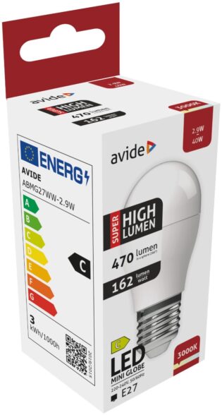 atc Avide LED Σφαιρική G45 2.9W E27 Θερμό 3000K Super Υψηλής Φωτεινότητας