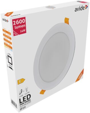 atc Avide LED Φωτιστικό Οροφής Χωνευτό Στρογγυλό Πλαστικό 24W Λευκό 4000K