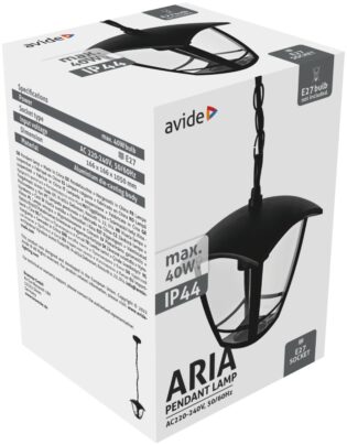 atc Avide Εξωτερικό Φωτιστικό Οροφής Aria 105cm 1xE27 IP44 Μαύρο