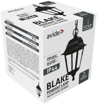 atc Avide Εξωτερικό Φωτιστικό Οροφής Blake 1xE27 82.5cm IP44 Μαύρο