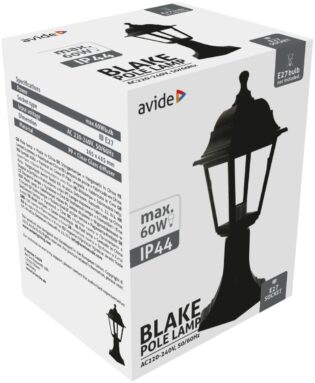 atc Avide Εξωτερικό Φωτιστικό Κολώνα Blake 1xE27 41.5cm IP44 Μαύρο