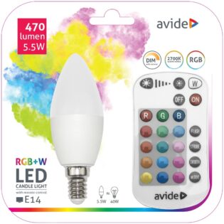 atc Avide LED Smart Κερί 5.5W RGB+W 2700K με IR Τηλεχειριστήριο