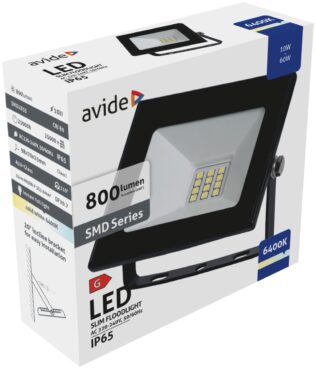atc Avide LED Προβολέας Slim SMD  10W CW 6400K Value