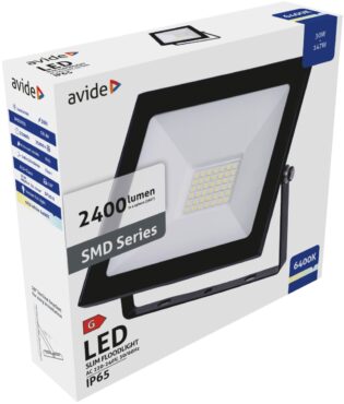 atc Avide LED Προβολέας Slim SMD  30W Ψυχρό 6400K Value