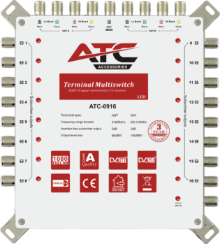 atc ATC Πολυδιακόπτης ATC-0916 (2 Sat + 1 Ter / 16 Εξόδοι)