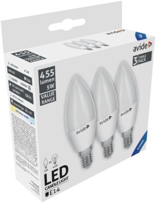 atc Avide LED Κερί 5W E14 Ψυχρό 6400K Value 3τμχ