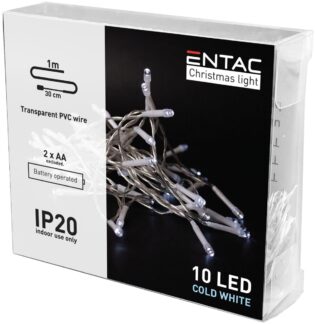 atc Entac Χριστουγεννιάτικα Εσωτερικά 10 LED Ψυχρό 1μ (2xAA Δεν περιλαμβ.)