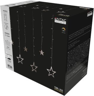 atc Entac Χριστουγεννιάτικα Κουρτίνα IP44 138 LED 12τμχ Αστέρια