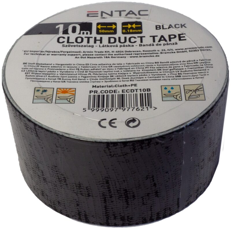 atc Entac Cloth Duct tape 0.18x50mm Black 10m