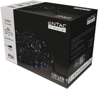 atc Entac Χριστουγεννιάτικα Λαμπάκια IP44 120 LED Ψυχρό 9m