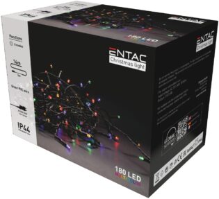 atc Entac Χριστουγεννιάτικα Λαμπάκια IP44 180 LED Πολύχρωμα 14m