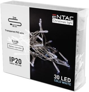 atc Entac Χριστουγεννιάτικα Εσωτερικά 30 LED Light Ψυχρό 3m (3xAA Δεν περιλαμβ.)