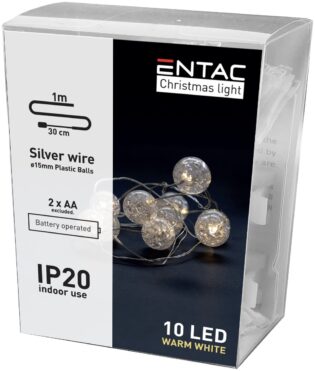 atc Entac Χριστουγεννιάτικες Πλαστικές Λάμπες Εσωτερικού Χώρου 10LED Θερμό 1m (2AA excl.)